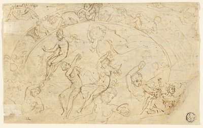 Bocetos para bandeja de plata (recto); Bocetos de frisos, grupos de mujeres (verso) de Thomas Stothard