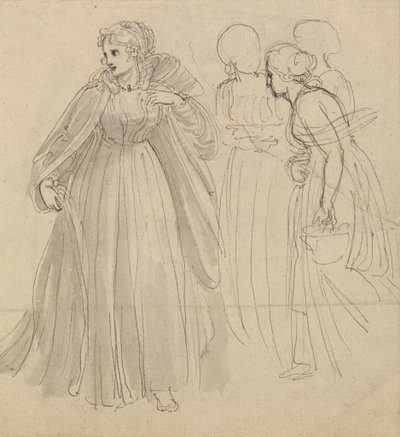 Estudio para ilustración - Una princesa con sus acompañantes de Thomas Stothard