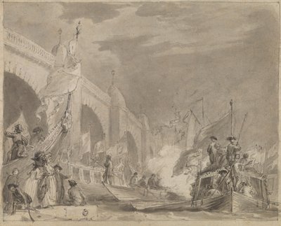 El puente de Westminster y la gabarra real (The Royal Barge and Westminster) de Thomas Stothard