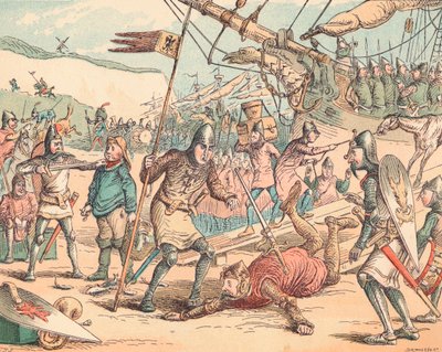 El Desembarco de Guillermo el Conquistador, c1884 de Thomas Strong Seccombe