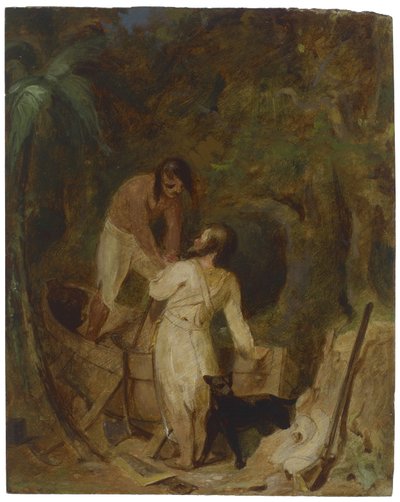 Construcción de un bote por Robinson Crusoe y Viernes de Thomas Sully