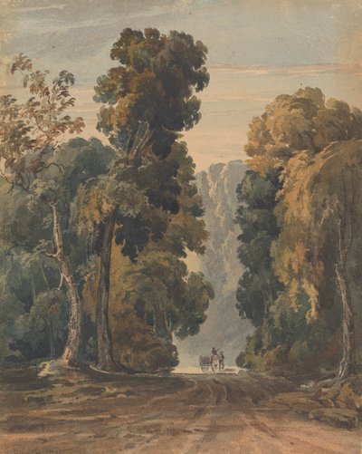 Caballo, carro y conductor en un carril ancho y arbolado de Thomas Sully