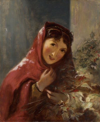 Dama llevando ramas de acebo, 1850 de Thomas Sully