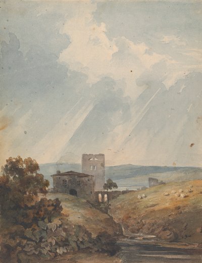 Paisaje con castillo, colinas y montañas de Thomas Sully