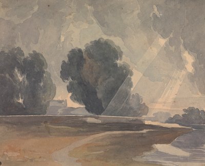 Paisaje con árboles y lago de Thomas Sully