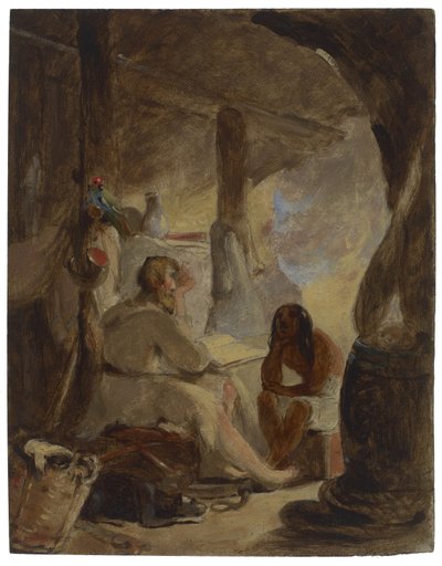 Robinson Crusoe y Viernes en la cueva de Thomas Sully