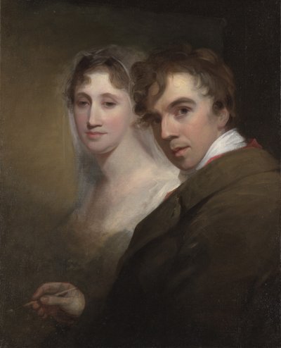 Autorretrato del artista pintando a su esposa, c.1810 de Thomas Sully