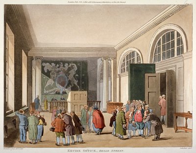 Interior de la Oficina de Impuestos, Old Broad Street, Ciudad de Londres, 1810 de Thomas Sutherland