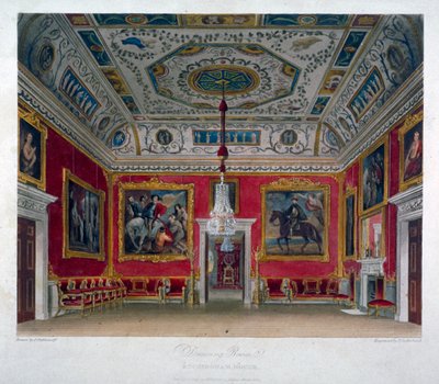 Vista interior del salón de dibujo en Buckingham House, Westminster, Londres, 1817 de Thomas Sutherland