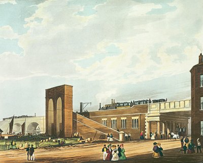 Entrada a Manchester a través de Water Street, grabado por Henry Pyall, publicado por Ackermann y Co., 1831 de Thomas Talbot Bury