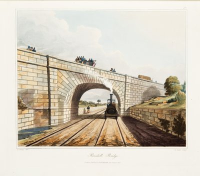 Rainhill Bridge, publicado en 1831 (grabado coloreado a mano) de Thomas Talbot Bury