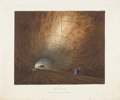 El túnel. De Vistas Coloreadas en el Ferrocarril de Liverpool y Manchester, 1831 de Thomas Talbot Bury