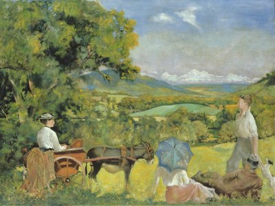 Paisaje con una mujer en un carro tirado por un burro de Thomas Tennant Baxter