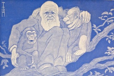 Caricatura de Darwin con mono 1909 (detalle) de Thomas Theodor Heine