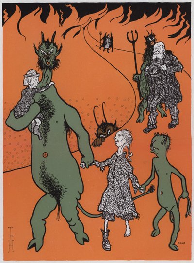 La angustia del carbón (litografía en color) de Thomas Theodor Heine