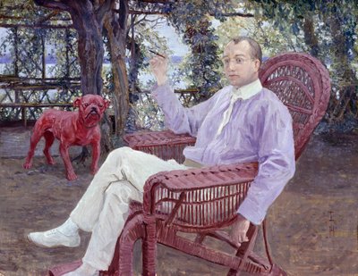 El editor de Munich Albert Langen en el jardín de Thomas Theodor Heine