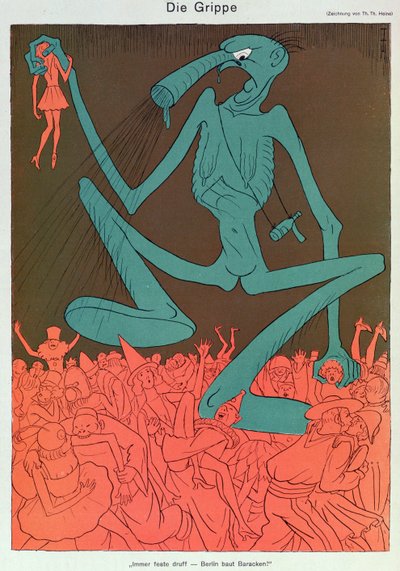 Gripe, de "Simplicissimus", febrero de 1929 (litografía en color) de Thomas Theodor Heine