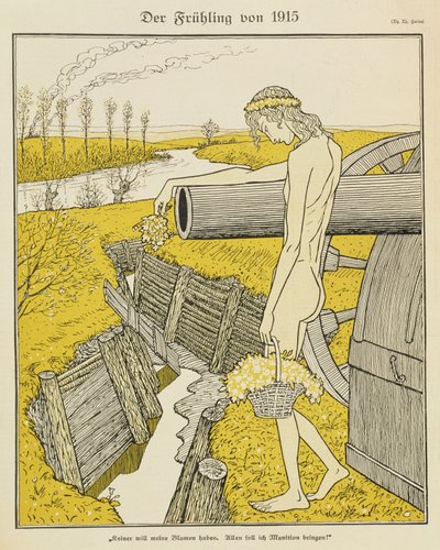 Primavera de 1915, ilustración de una revista alemana, "Simplicissimus", c.1915 (litografía) de Thomas Theodor Heine