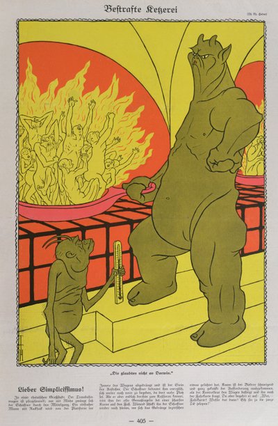 El diablo quema a los incrédulos, de Simplicissimus de Thomas Theodor Heine