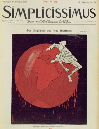 El inglés y su bola del mundo, portada de una revista alemana, 