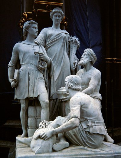 Comercio, grupo escultórico del Albert Memorial, completado en 1876 de Thomas Thornycroft