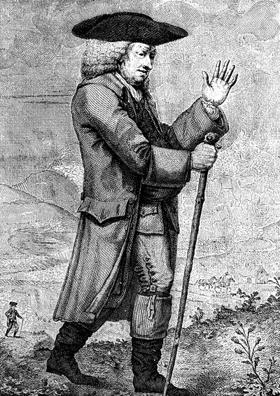 Dr. Johnson en su traje de viaje, como se describe en el Tour de Boswell, c1773, 1786 de Thomas Trotter
