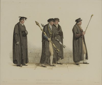 Vicecanciller, Esquire Beadle, Yeoman Beadle, Verger, grabado por J. Agar, publicado en 