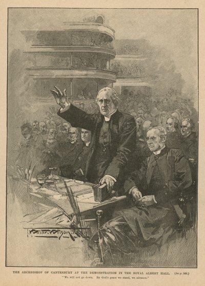 Arzobispo de Canterbury en la demostración en el Royal Albert Hall de Thomas Walter Wilson