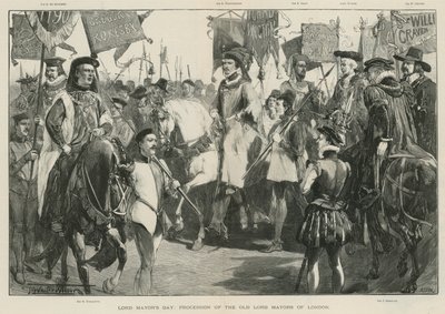Día de Lord Mayor: Procesión de los antiguos Lord Mayors de Londres (litografía) de Thomas Walter Wilson