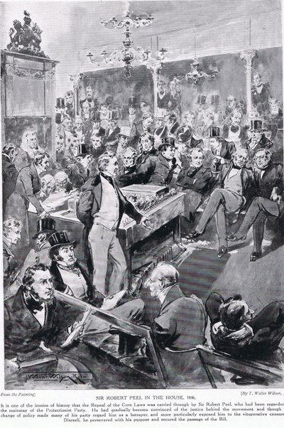 Sir Robert Peel en la casa, 1846, ilustración de 