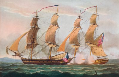 Un duelo entre brigs de Thomas Whitcombe