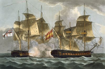 Captura de la Mahonesa, 13 de octubre de 1796, grabado por Thomas Sutherland para 