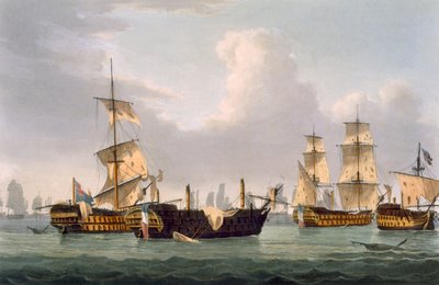 Acción de Lord Hotham, 14 de marzo de 1795, grabado por Thomas Sutherland para 