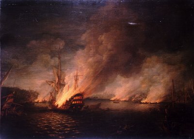 La acción de Sir John Thomas Duckworth en los Dardanelos de Thomas Whitcombe