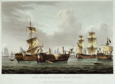 La batalla naval dirigida por Lord William Hotham (1736-1813), el 14 de marzo de Thomas Whitcombe