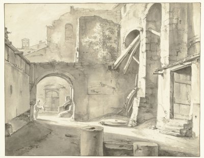 Edificios italianos con una puerta a la izquierda de Thomas Wijck
