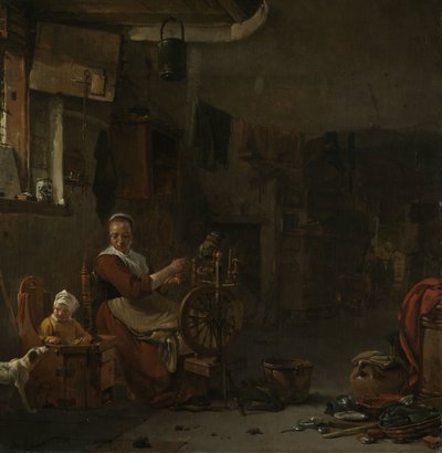 Campesina hilando de Thomas Wijck