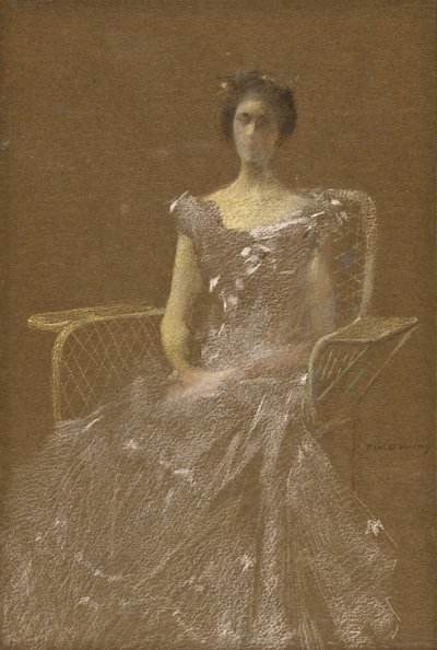 Dama en sillón de ratán de Thomas Wilmer Dewing