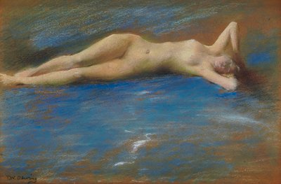 Figura desnuda de niña reclinada de Thomas Wilmer Dewing