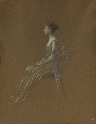 Dama Sentada en un Vestido Amarillo de Thomas Wilmer Dewing