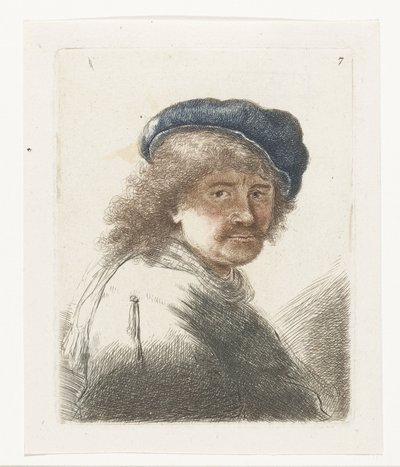 Autorretrato con gorro y bufanda con la cara oscura: busto de Thomas Worlidge