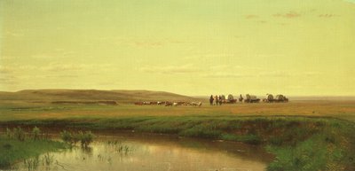 Un tren de vagones en las llanuras de Thomas Worthington Whittredge