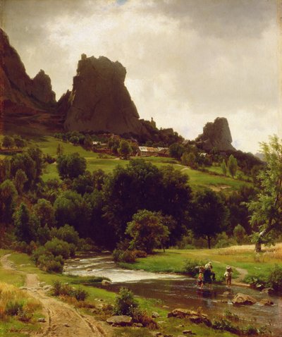 Pastoral de verano (Vista de Kallenfels) 1853 (óleo sobre lienzo) de Thomas Worthington Whittredge