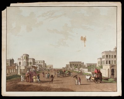 Old Court House Street mirando al sur desde las Vistas de Calcuta de Thomas und William Daniell