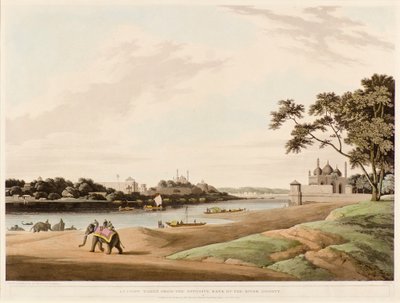 Lucknow tomado desde la orilla opuesta del río Goomty de Thomas und William Daniell