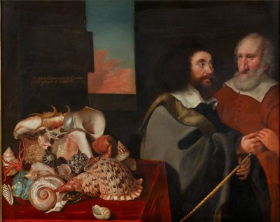 John Tradescant el Joven con Roger Friend y una colección de conchas exóticas, 1645 de Thomas de Critz