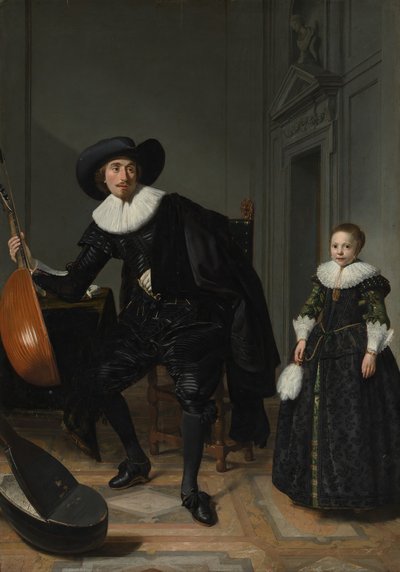 Un Músico y Su Hija de Thomas de Keyser