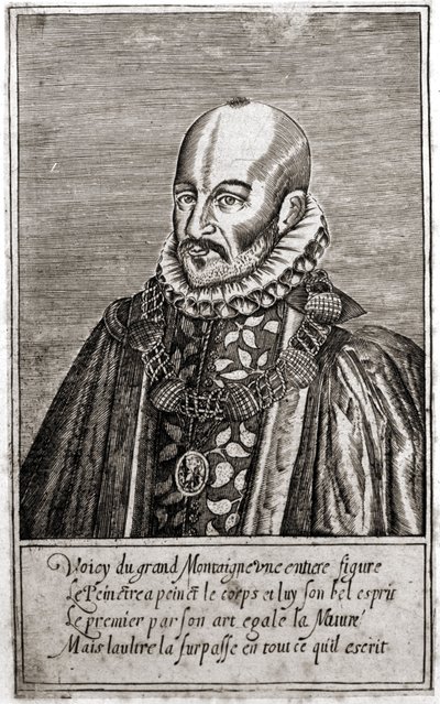 Retrato de Michel de Montaigne (1533-1592), escritor francés. Grabado por Thomas de Leu. (1560-1612). de Thomas de Leu