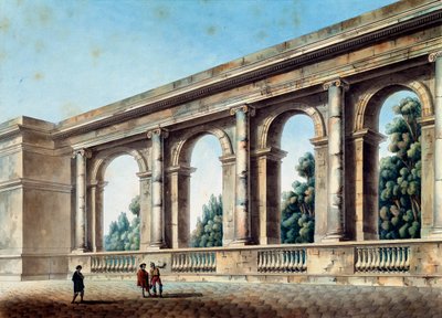 Vista de una galería arqueada, c. 1791-c. 1794 de Thomas de Thomon