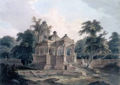 Templo hindú en el fuerte de Rohtas, Bihar, India de Thomas und William Daniell